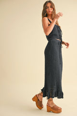 Navy Crochet Knitted Set