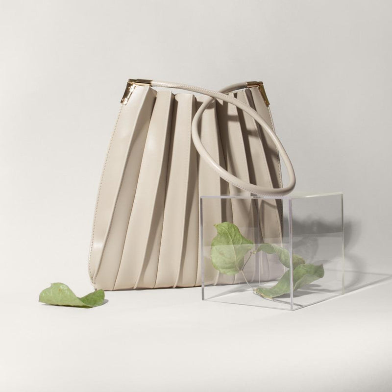 Carrie Bone Pleated Shoulder Bag
