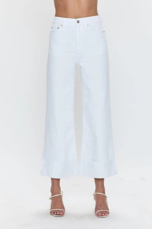 Lana Ultra Wide Leg Crop Cuffed Denim