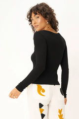 What's The Scoop Washed Rib Long Sleeve