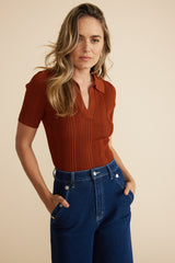 ALBA KNIT POLO TOP