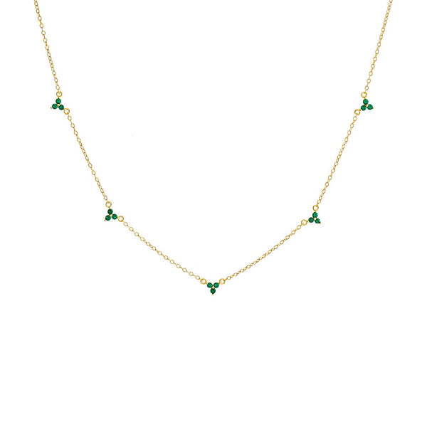 Multi Trio Cluster Necklace Emerald
