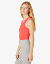 SPACEDYE FOCUS CROPPED TANK IN CORAL