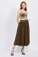 Maribel Leather Pleated Skirt