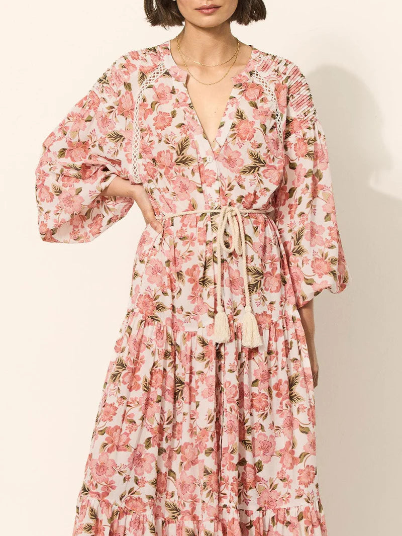 ada maxi dress Pink Strappy Pleated Maxi Ada Dress XXS