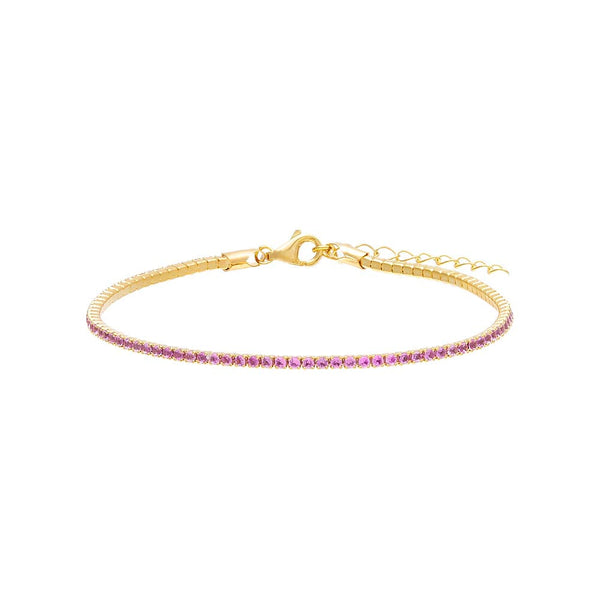 Thin Gemstone Tennis Bracelet Sapphire Pink